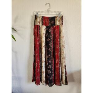 Women's Pleated Hippie Lightweight Boho Maxi Skirt- M/L